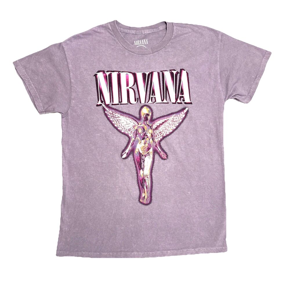 Nirvana Medium Graphic Band Tee Shirt Purple In Utero Album 1993 Cotton Unisex M